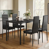 Lofka Dining Table Set for 4, Modern Kitchen Table and 4 PU Leather Chairs, Breakfast Nook, Black