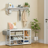 Lofka Entryway Hall Tree Coat Rack with Shoe Storage Bench, White