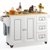 Lofka Kitchen Island with Storage, Kitchen Island on Wheel with Wood Drop Leaf Tabletop