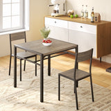 Lofka Kitchen Table and Chairs Set, Modern Dining Room Table Set with Storage Shelves, Gray
