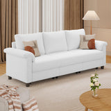 Lofka Lounge Sofa and Couch, 3 Seater Couch with 3 Storage Drawers, Mohair Comfy Couches for Living Room, White
