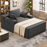 Oversized Chaise Lounge Indoor, Lofka Corduroy Upholstered Sleeper Sofa for Living Room, Dark Gray