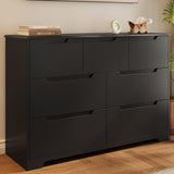 Lofka Modern Black Dresser with 7 Deep Drawers, Storage Organizer Handle-Free Design, Large Wood Storage Chest for Bedroom, Living Room - 47.2" W