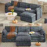 Lofka Modular Sectional Sofa Bed with Double Layer Cushions and Movable Ottoman, Modern Comfy Cloud Couch for Living Room, DIY Combination, Dark Gray