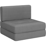 Folding Sleeper Sofa Bed, Convertible Sofa Chair, Floor Couch Memory Foam, Removable Linen Fabric Cover, Light Gray