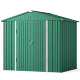 Lofka Outdoor Storage Shed 8 x 6 FT, Galvanized Metal Garden Shed for Backyard Patio Lawn- Green