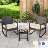 Lofka Patio Furniture Clearance, Outdoor Patio Rocking Chair with Soft Cushion, Beige+Nature