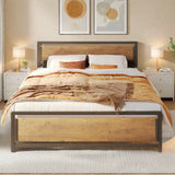Lofka Queen Bed Frame, Camas Queen Size Metal Bed Frame with Headboard, Retro