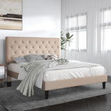 Lofka Queen Size Bed Frame with Upholstered Headboard