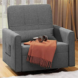 Lofka Recliner Chair, 360¡ã Glider Rocking Swivel Ergonomic Lounge Chair Classic Single Sofa with Soft Pillow and Side Pocket for Nursey & Home Furniture(Gray)