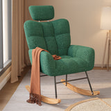 Lofka Rocking Chair, Accent Chair with Adjustable Headrest for Living Room Furniture, Green Teddy Upholstered
