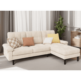 Lofka Sectional Couch, Convertible L Shaped Couches for Living Room, Upgraded Sofas with Soft Velvet for Small Spaces, Beige