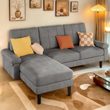 Lofka Sectional Couch, Convertible L Shaped Couches for Living Room, Upgraded Sofas with Soft Velvet for Small Spaces, Dark Gray