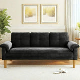 Lofka 69'' Sofa Couch for Living Room, Comfy Velvet Loveseat Sofa, Extra Deep Seat Couches, Black