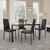 Lofka Tempered Glass Dining Table Set for 4, Kitchen Table with 4 Back Support Chairs for Meals, Marble