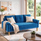 70" Velvet Sofa Lofka Modern Sofa for Living Rooms,Bedrooms and Offices Blue 3 Seat Sofa Couch