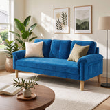 70" Velvet Sofa Lofka Modern Sofa for Living Rooms,Bedrooms and Offices Blue 3 Seat Sofa Couch