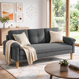 70" Compact 3-Seat Sofa, 20" Deep Loveseat & Couch for Small Living Room, Dark Gray