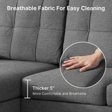 Lofka 80" Gray Linen Sectional Sofa with Left-Side Chaise, 3 Seat L-Shaped Couch, living room sofa with Deep Seats