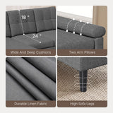 Lofka 80" Gray Linen Sectional Sofa with Left-Side Chaise, 3 Seat L-Shaped Couch, living room sofa with Deep Seats