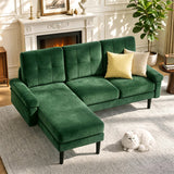 80.3"L-Shaped Couch, Lofka 3 Seat Sofa with Chaise, Soft Sleeper Couches for Living Room, Apartment and Small Space, Green Couch