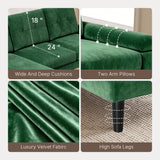 Lofka 80" Green Velvet Sectional Sofa with Chaise, 3 Seat L Shaped Couch, living room couch Deep Cushions and 7.8" Legs
