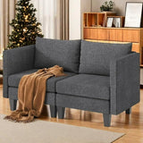 Loveseat Sofa, 53'' Comfy Love Seat Couch, Lofka Deep Seats Sofas for Living Room Small Space, Dark Gray