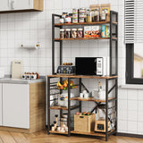 Microwave Stand with Storage Shelf, Lofka Bakers Rack for Kitchens with Storage, Black
