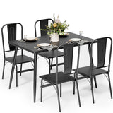 Modern Kitchen Table Set for 4 with 1 Table & 4 Chairs, Lofka Small Dining Room Set for Small Spaces, Black