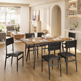 7-Piece Expandable Dining Set with 6 Upholstered Chairs,MDF & Metal Table for Kitchen/Apartment,4-6 Seater,Rustic Brown