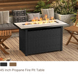 45" Propane Fire Pit with Lid, 50,000 BTU Gas Fire Pit & Outdoor Fireplaces for Backyard, Garden, Party, Black