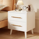 Lofka Night Stand 2 Drawer for Bedroom, Nightstand Bedside Table with Gold Handle, Smooth-Gliding Drawers, 20"H White