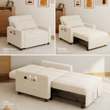 Asofer Sofa Bed Chair, 3 in 1 Convertible Futon Couch, Adjustable Backrest, Breathable and easy to clean, White