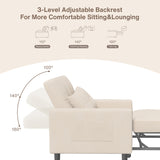 Asofer Sofa Bed Chair, 3 in 1 Convertible Futon Couch, Adjustable Backrest, Breathable and easy to clean, White
