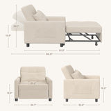Asofer Sofa Bed Chair, 3 in 1 Convertible Futon Couch, Adjustable Backrest, Breathable and easy to clean, White