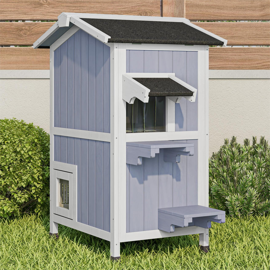 Outdoor Cat House Lofka 2 Story Feral Cat Shelter Openable Weatherpr Hiapes