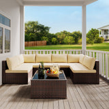 Outdoor Furniture Set 7-Piece Patio Conversation Set with Tempered Glass Coffee Table in Gray, Summer(All Seasons)