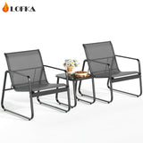 Outdoor Furniture Sets Clearance, Lofka Patio Chairs Set with Tempered Glass Coffee Table with Cool Textile Fabric Seats for Patio, Lawn, Garden, Balcony, Porch