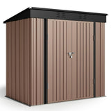 Outdoor Storage Shed, 6' x 4' Outdoor Storage Shed Clearance for Backyard Patio Lawn, Waterproof Metal Shed Outdoor Storage with Double Lockable Doors and Base Frame, Brown