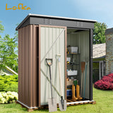 5x3 FT Storage Sheds, Metal Storage Garden Shed with Door & Lock for Patio Storage, Brown