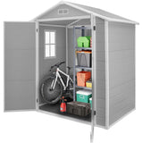 Storage Shed, Lofka 6' x 4' Resin Outdoor Shed, Gray/White