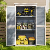 Outdoor Storage Cabinet, Lofka Wood Outdoor Storage Shed with Adjustable Shelves| Asphalt Roof| Ventilate Shutter, Natural