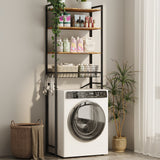 4-Tier Over The Toilet Storage Rack with Adjustable Shelves, Basket & Toilet Paper Holder, Freestanding Space Saver for Bathroom/Laundry Room, Dark Brown