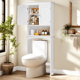Over the Toilet Storage Cabinet,Lofka Space-Saving Toilet Organizer with Adjustable Shelves,Waterproof Design,White-Perfect for Small Space