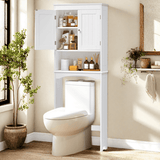 Over the Toilet Storage Cabinet,Lofka Space-Saving Toilet Organizer with Adjustable Shelves,Waterproof Design,White-Perfect for Small Space