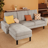 Asofer 82" Sofa Couch, L Shaped Convertible Sectional Sofa with Soft Velvet, Modern Couches for Living Room Apartment Office, Light Grey