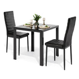 Dining Table Set for 2, Asofer 3 Pieces  Kitchen Table and PU Leather Chairs Set for Small Space, Black