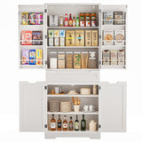 Noelse 71" Tall Kitchen Pantry Storage Cabinet with Doors and 10 Shelves, Wooden Food Storage Cabinet with Large Drawer for Dining Room and Craft Room, White