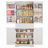 Asofer 71" Pantry Cabinet with Doors & Shelves - Huge Storage Kitchen Cabinet, Adjustable Shelves, White