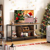 55 "L TV Stand for TVs up to 65", 65 inch TV stand with Storage Shelves for Living Room - Rustic Brown
